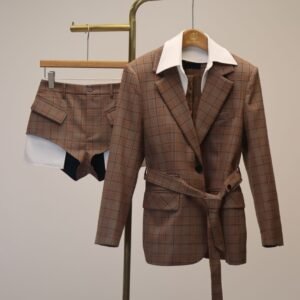 Vintage Plaid Blazer + Shorts Set