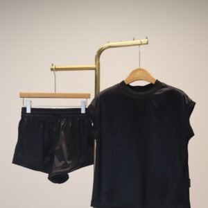 Black Casual Two-Piece Set (Sleeveless Top + Shorts)
