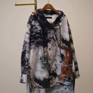 Art-Printed Hooded Utility Jacket