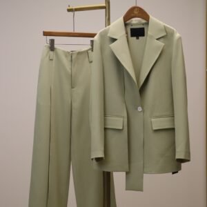 Mint Green Minimalist Women's Suit Set, Loose Commuting Two-Piece