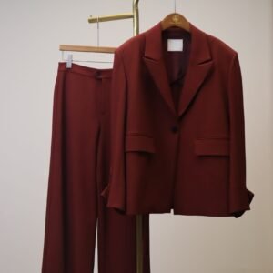 Burgundy Minimalist Women's Suit Set
