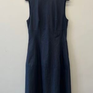 Navy Sleeveless Paneled Silhouette Midi Dress