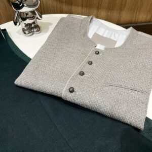 Beige Stand-Collar Single-Breasted Men's Waistcoat