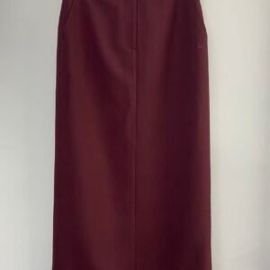 Ladies Burgundy High-Waisted Tailored Pencil Skirt