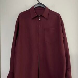 Ladies Burgundy Zip-Front Blouse