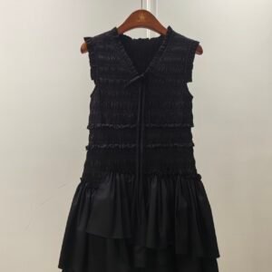 Black Smocked Tiered Sleeveless Mini Dress