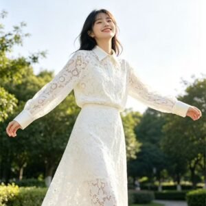 Ivory Floral Lace Two-Piece Co-Ord Set