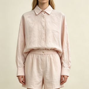 100% Linen Blush Pink Shirt & Short Co-ord Set